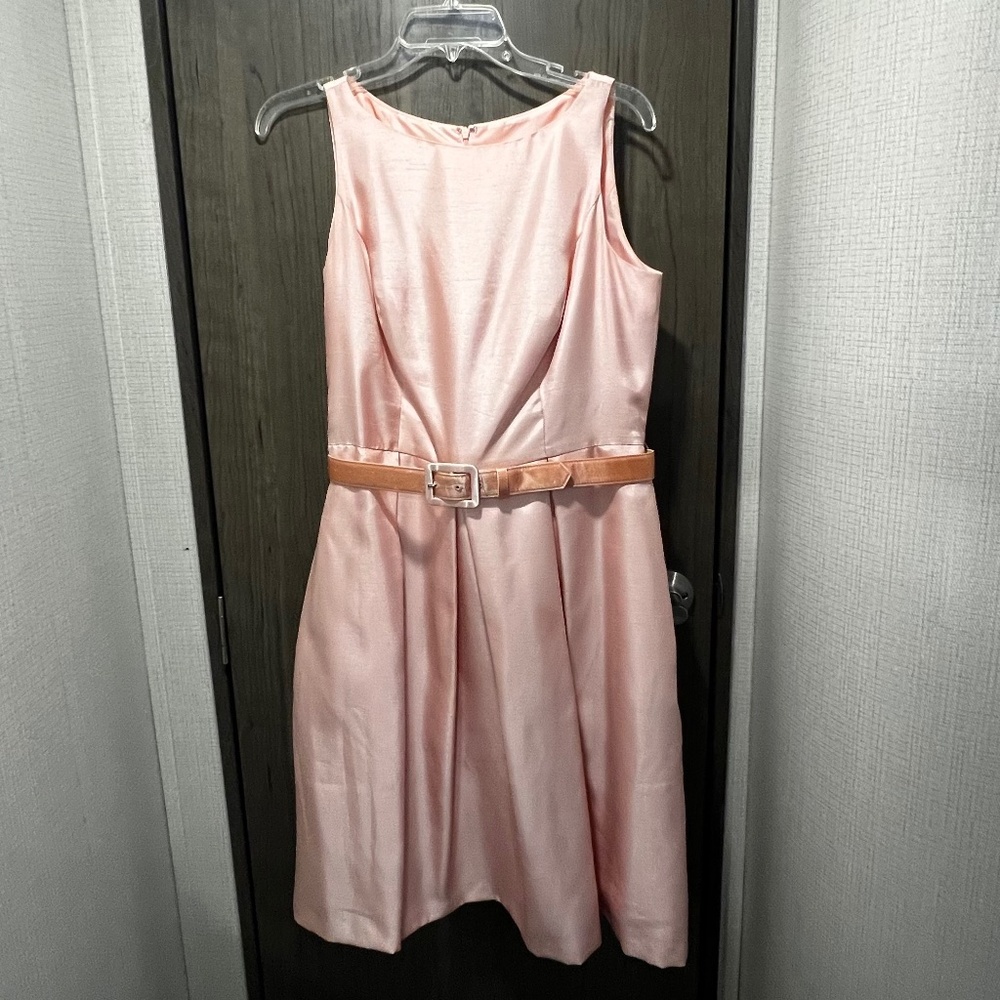 Kim Rogers Pink Sleeveless Fit & Flare Dress w/ Belt – Size 10